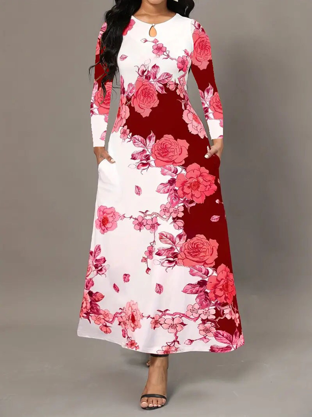 

Stylecast X KPOP Floral Print A-Line Maxi Dress, White