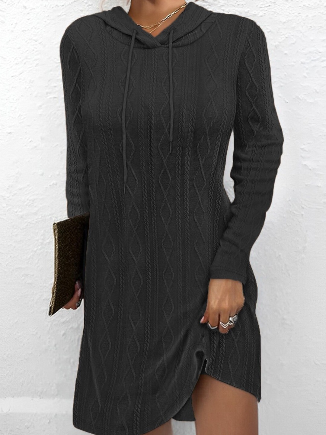 

Stylecast X KPOP Self Design Hooded Jumper Dress, Black