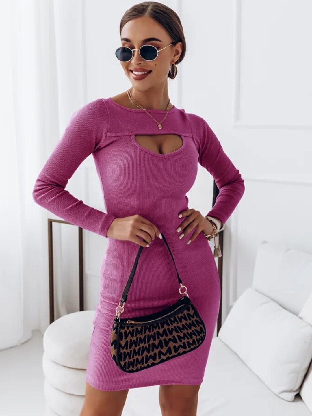 

Stylecast X KPOP Keyhole Neck Bodycon Dress, Pink