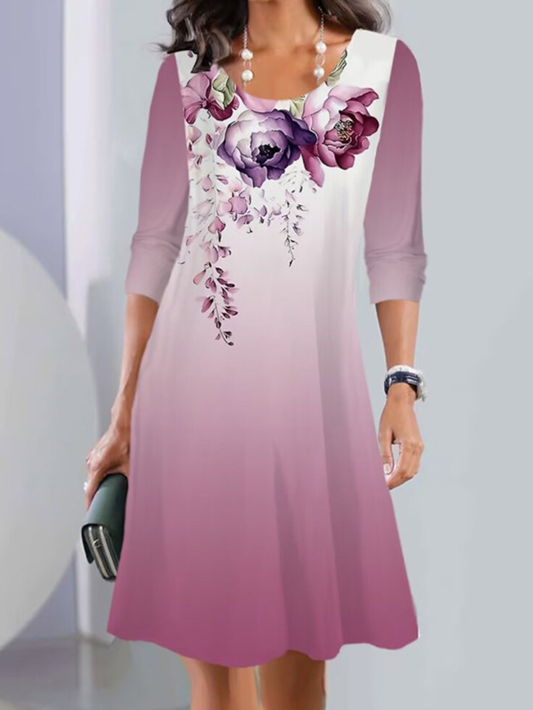 

Stylecast X KPOP Floral Printed A-Line Dress, Pink
