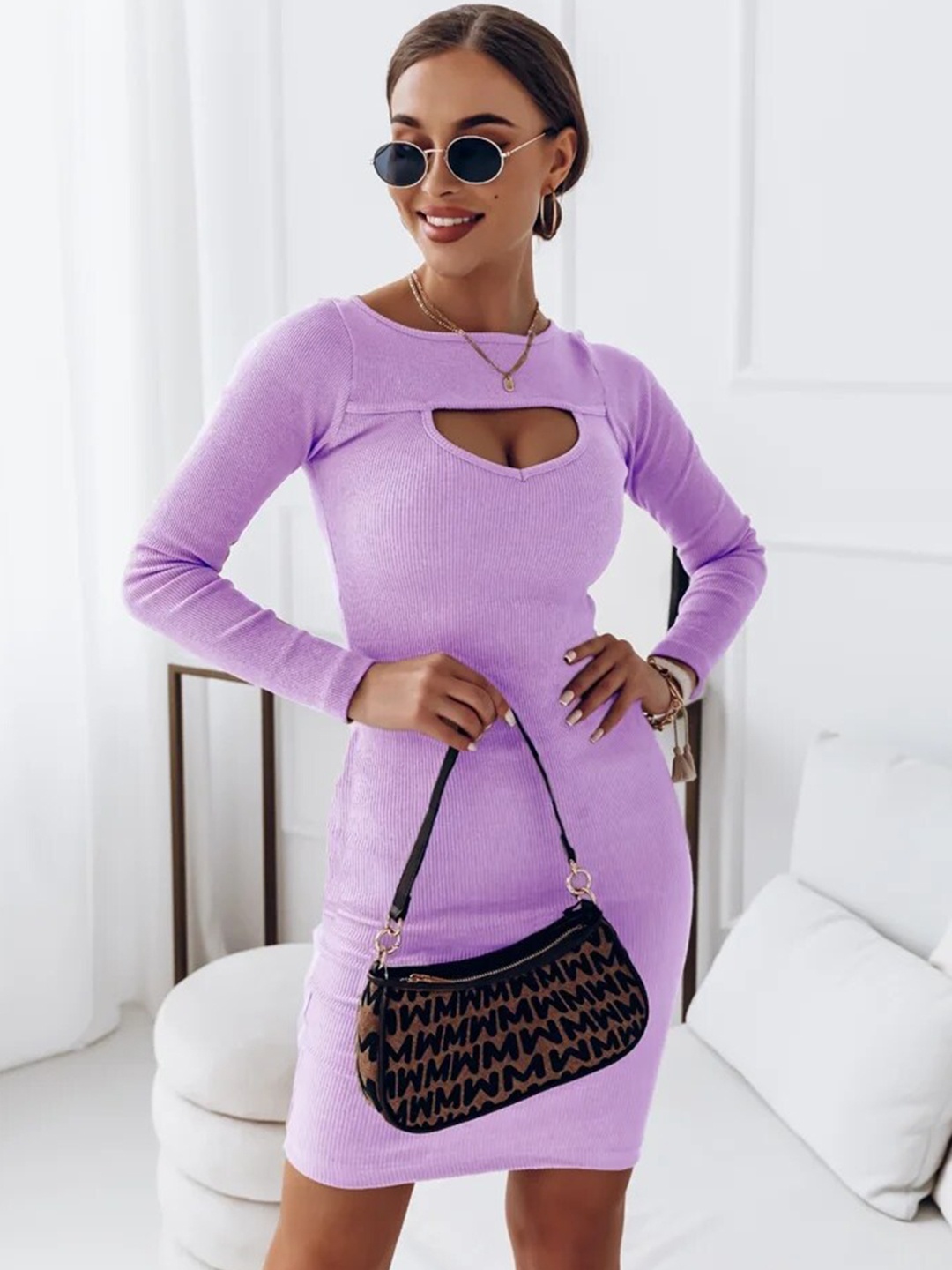 

Stylecast X KPOP Purple Round Neck Bodycon Dress