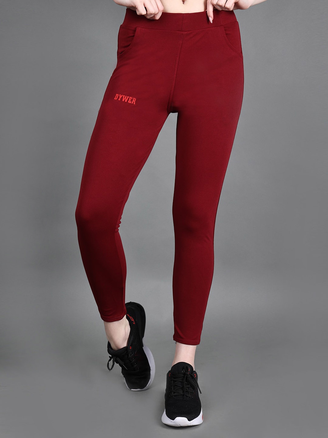 

BAESD Girls Slim-Fit Ankle-Length Training or Gym Tights, Maroon