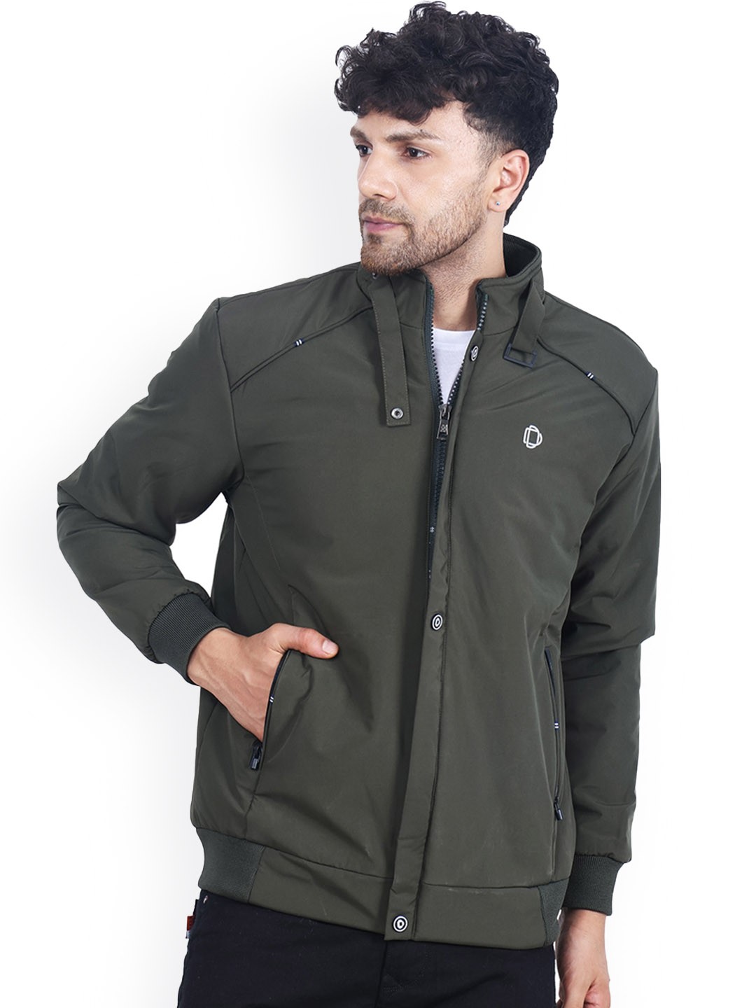 

Dollar Socks Water Resistant Long Sleeves Bomber Jacket, Olive
