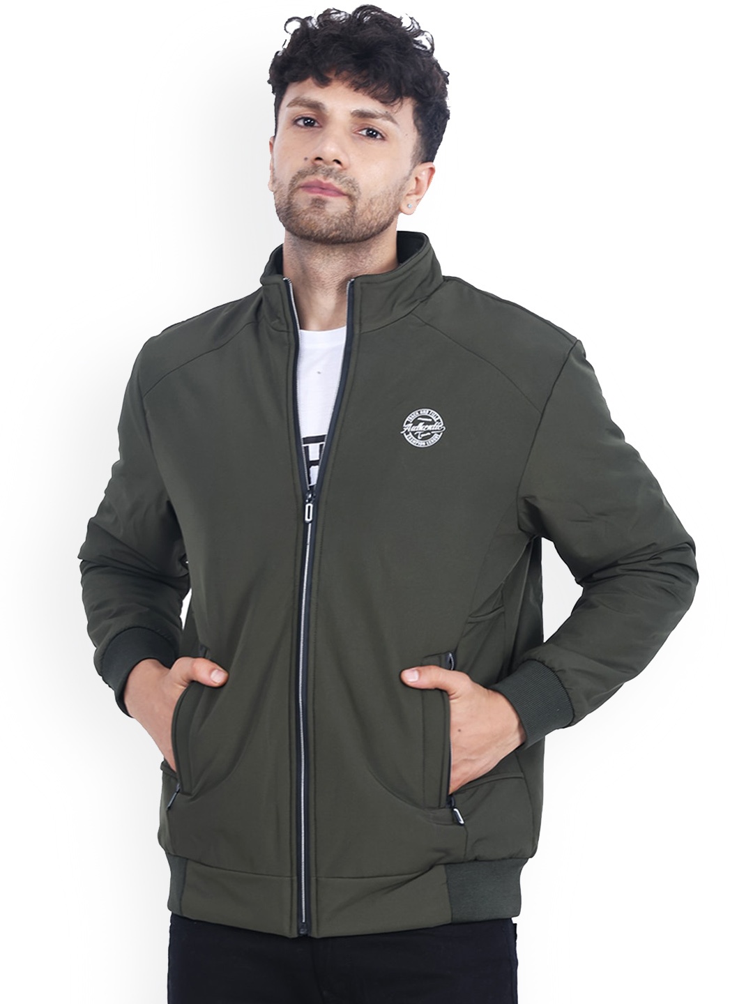 

Dollar Socks Water Resistant Long Sleeves Bomber Jacket, Olive