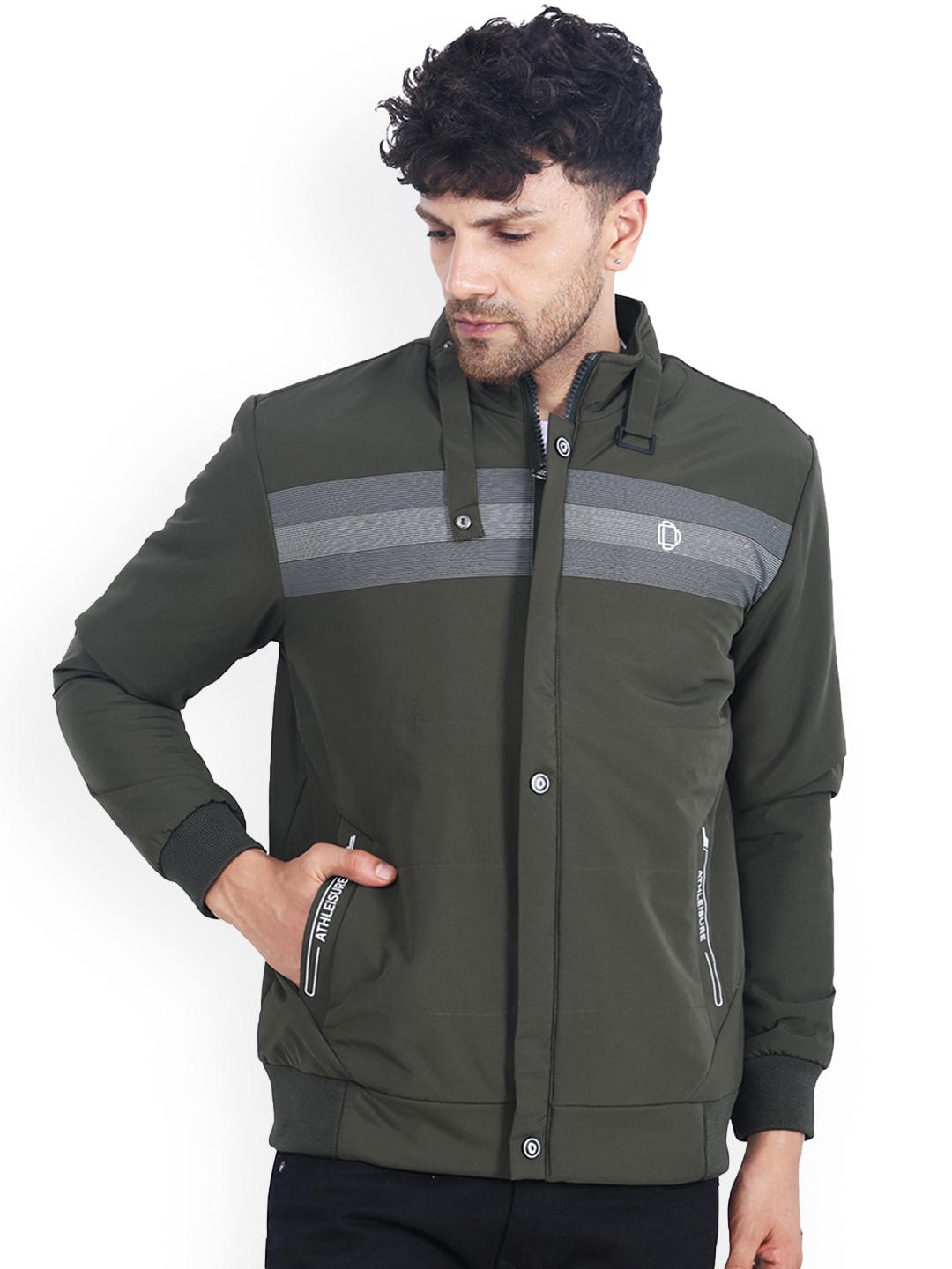 

Dollar Socks Water Resistant Long Sleeves Bomber Jacket, Green