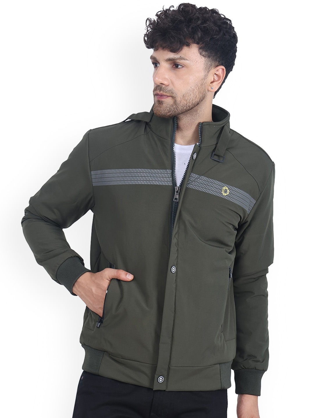 

Dollar Socks Water Resistant Long Sleeves Bomber Jacket, Olive