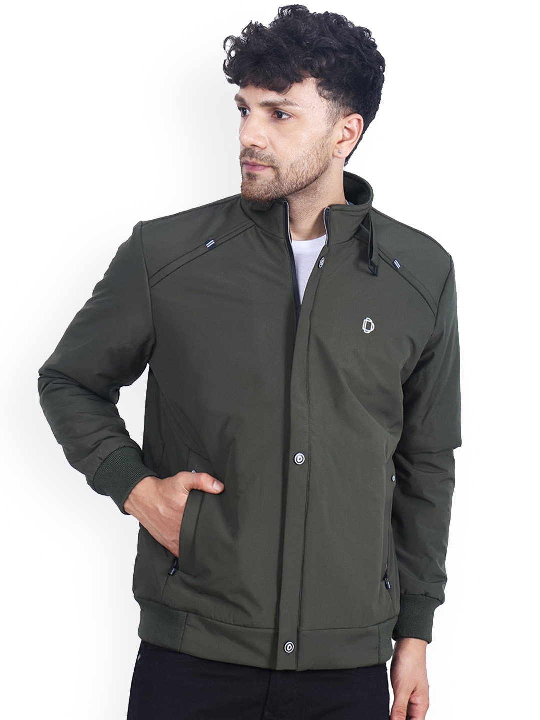 

Dollar Socks Water Resistant Long Sleeves Bomber Jacket, Olive