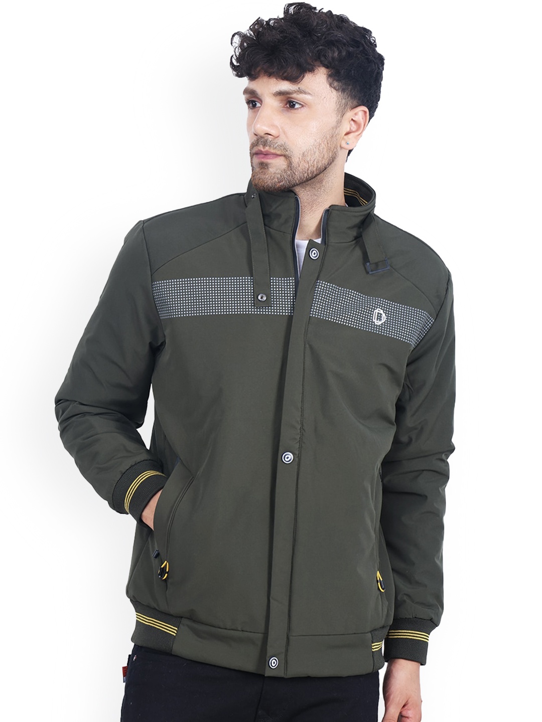 

Dollar Socks Water Resistant Mock Collar Outdoor Bomber Jacket, Green