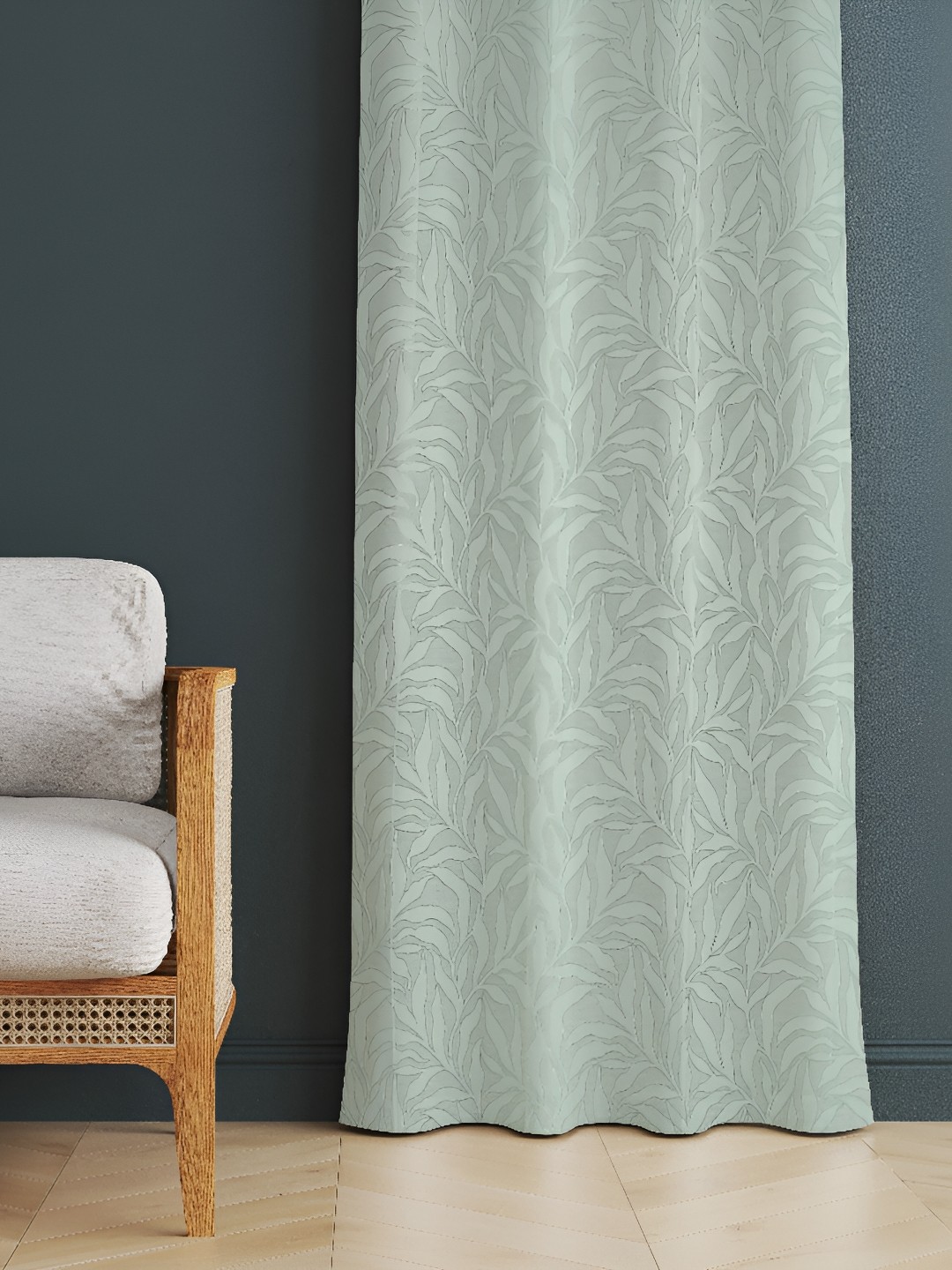 

luchom Green Embroidered Room Darkening Long Door Curtain