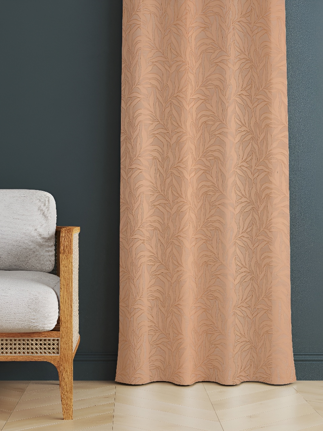 

luchom Peach Embroidered Room Darkening Long Door Curtain