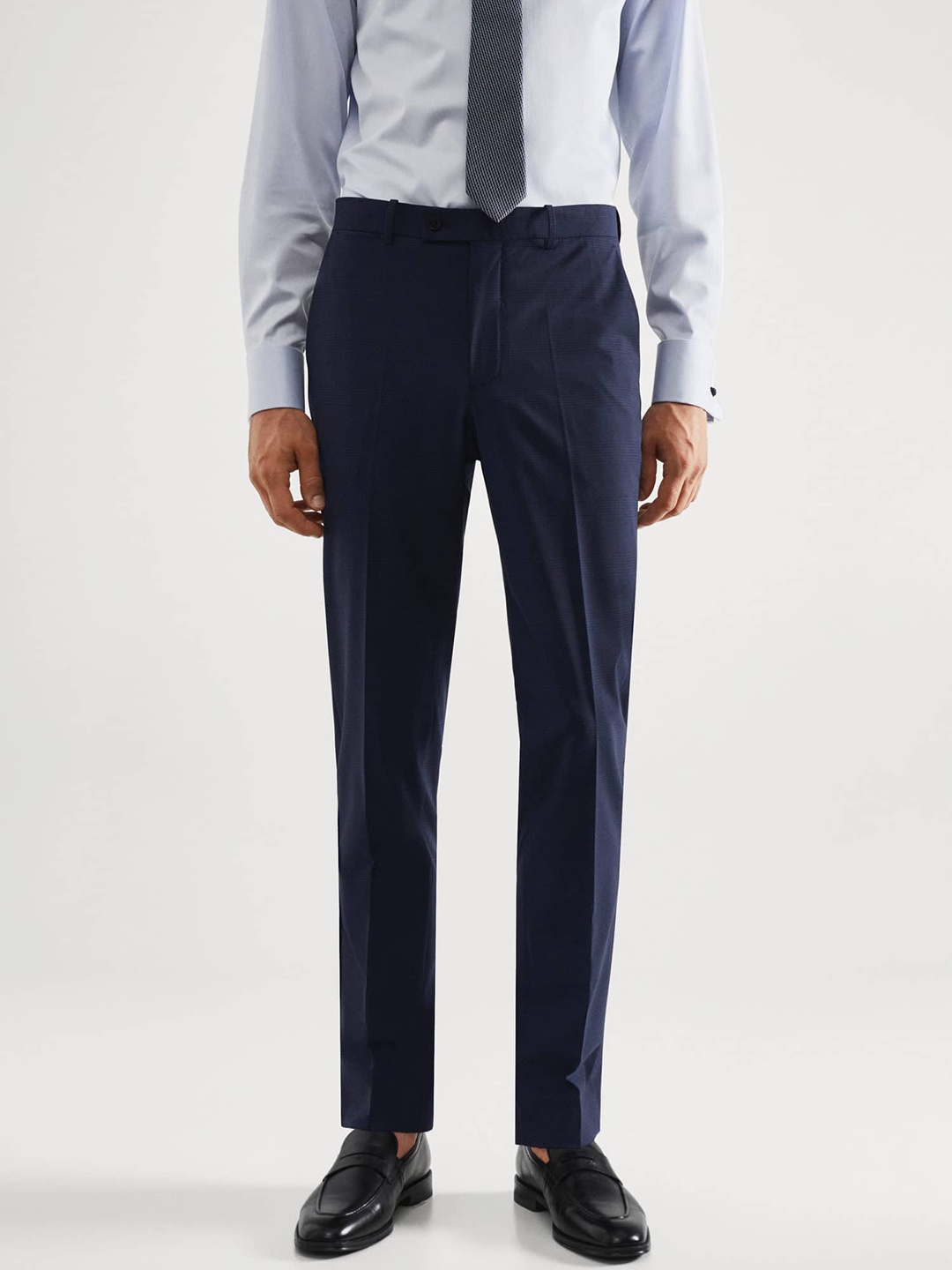 

MANGO MAN Slim Fit Checked Formal Trousers, Blue