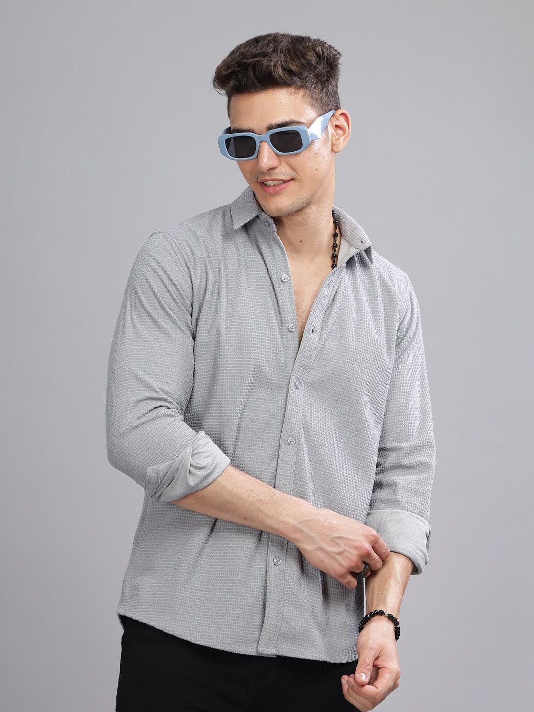 

PAUL STREET Standard Self Design Slim Fit Corduroy Casual Shirt, Grey