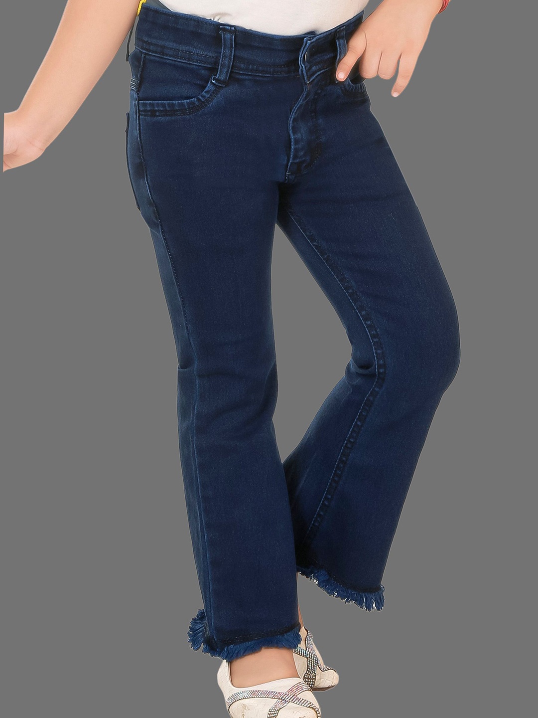 

BAESD Girls Boot Cut Clean Look Stretchable Denim Jeans, Navy blue