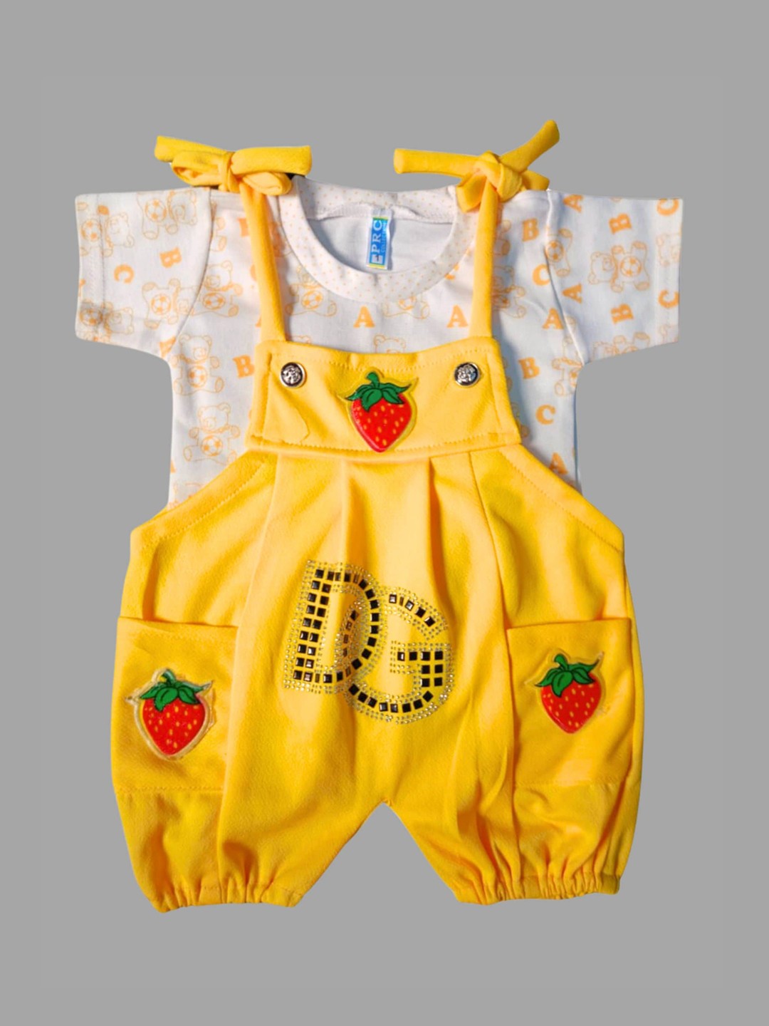 

BAESD Infant Printed Cotton Dungaree With Printed T-Shirt, Yellow
