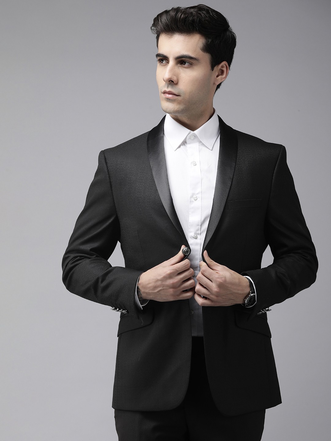 

Van Heusen Printed Slim Fit Single-Breasted Formal Blazer, Black