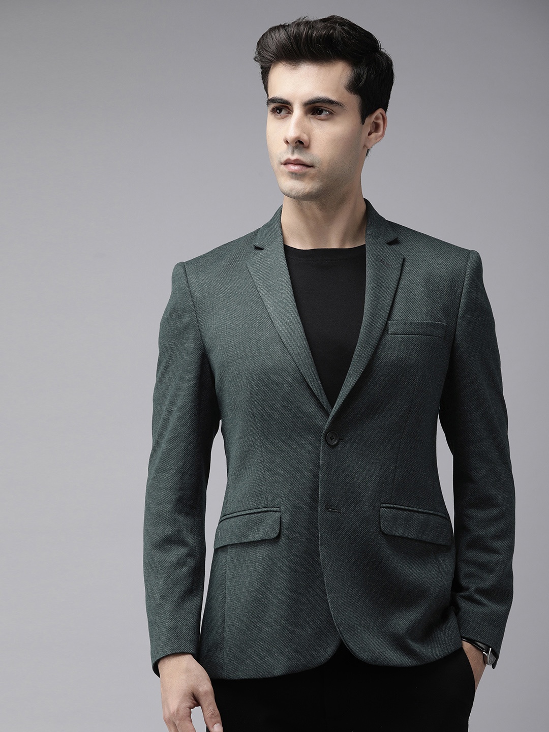 

Van Heusen Ultra Slim Fit Single Breasted Semi Formal Blazer, Teal
