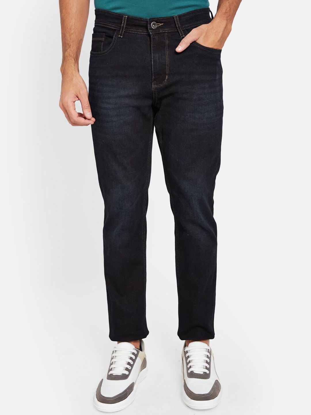 

Octave Men Mid-Rise Clean Look Cotton Jeans, Navy blue