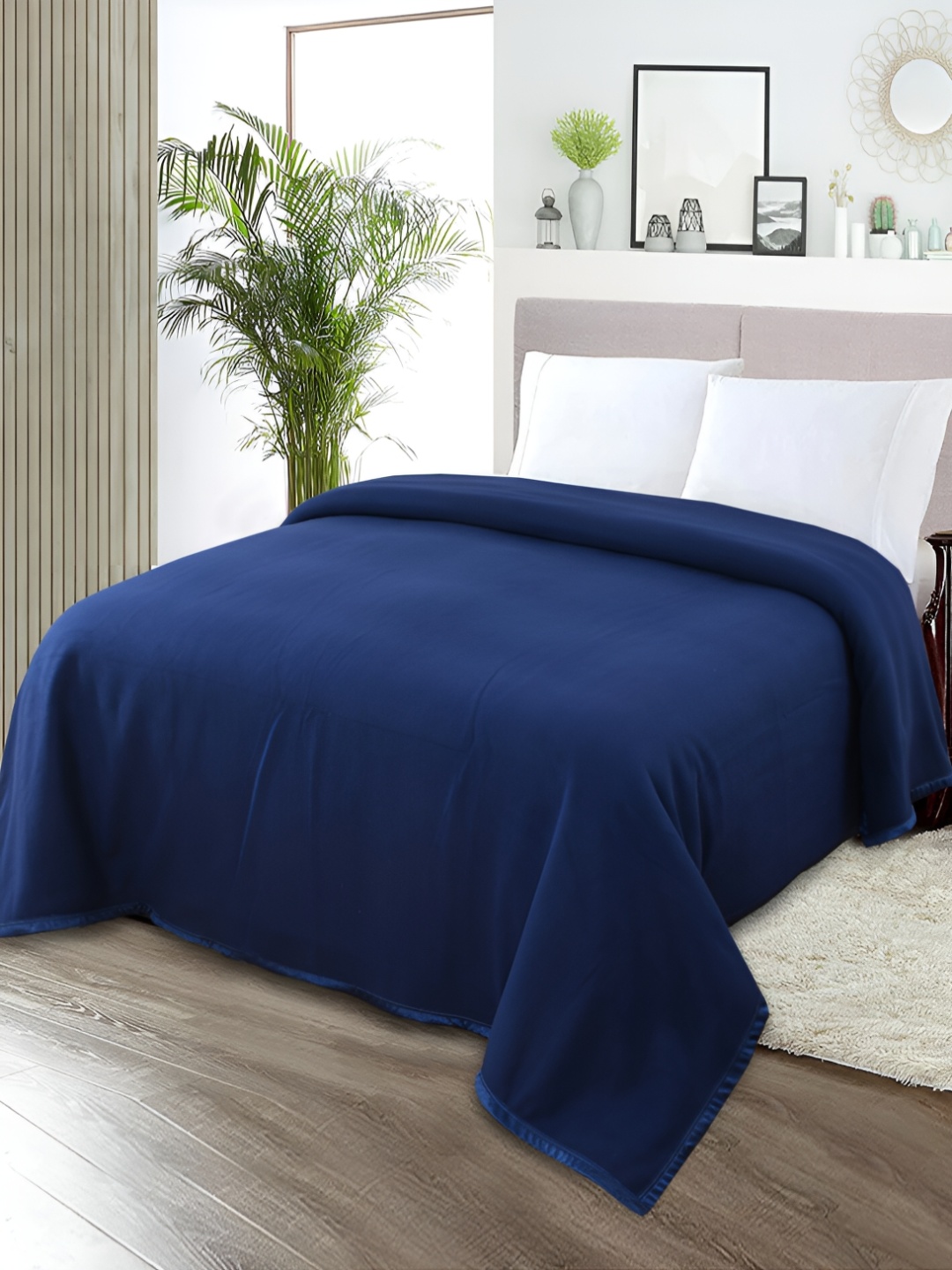 

BREVARD Blue Heavy Winter 210 GSM Double Bed Blanket