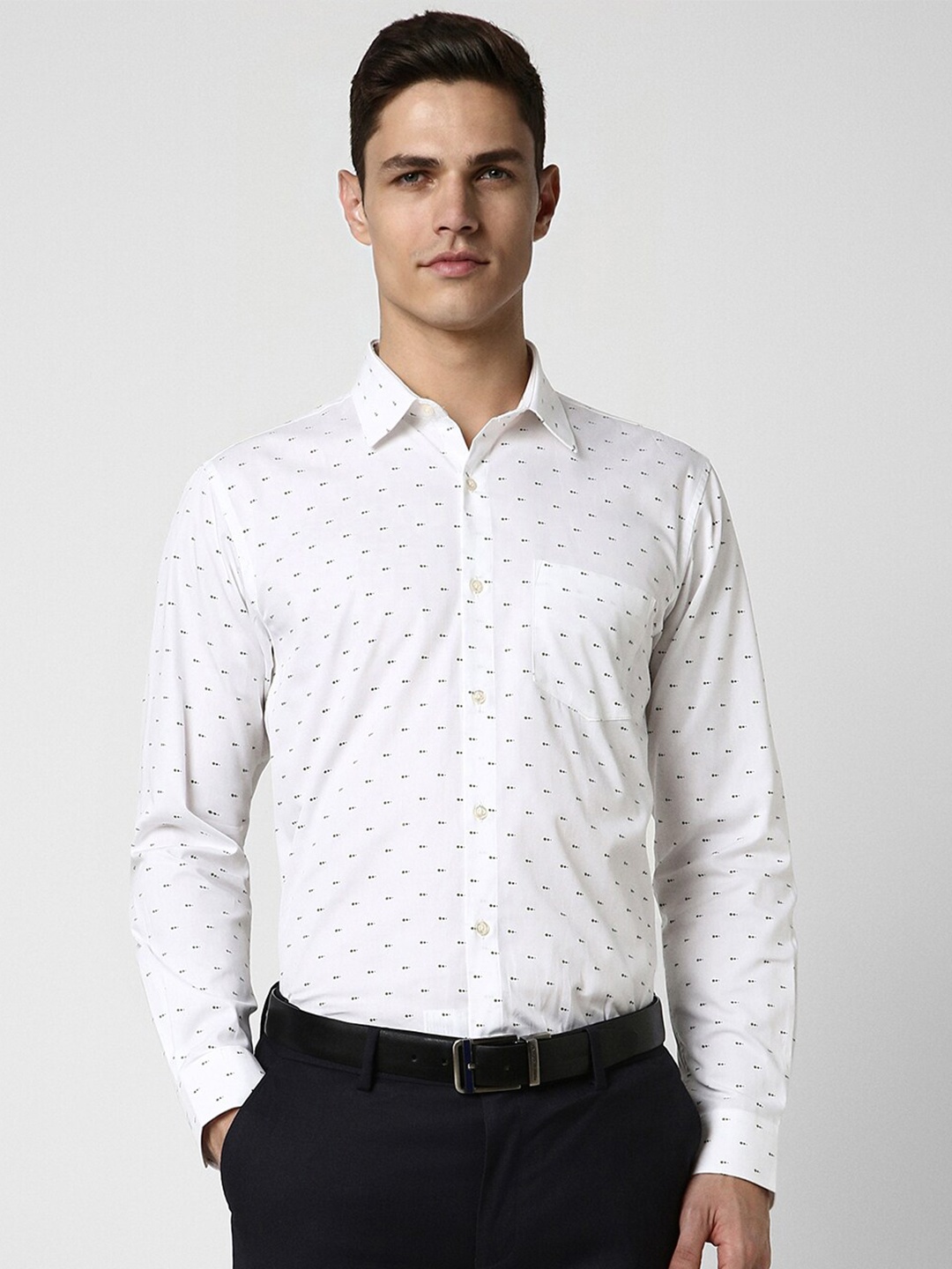 

Peter England Micro Ditsy Printed Pure Cotton Formal Shirt, White