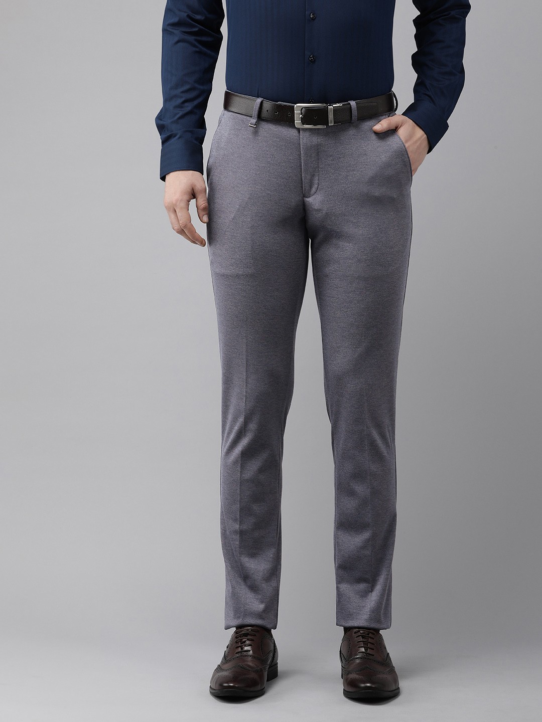

Van Heusen Men Mid Rise Skinny Fit Formal Trousers, Blue