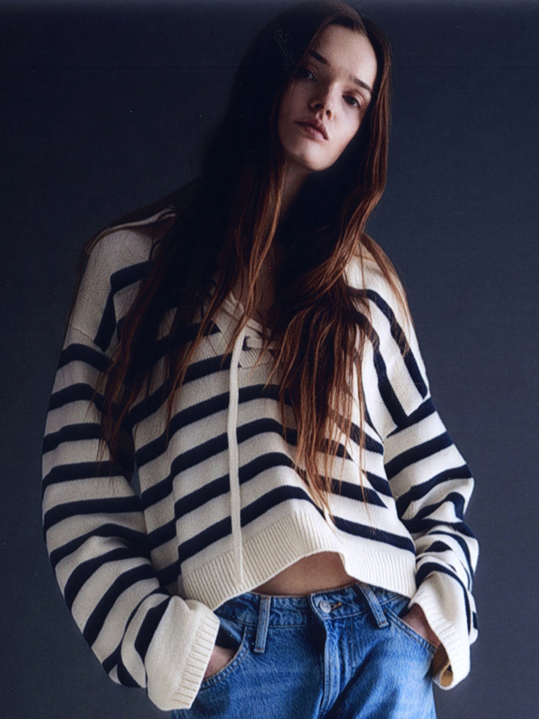 

H&M Lace-Up Collared Jumper, White