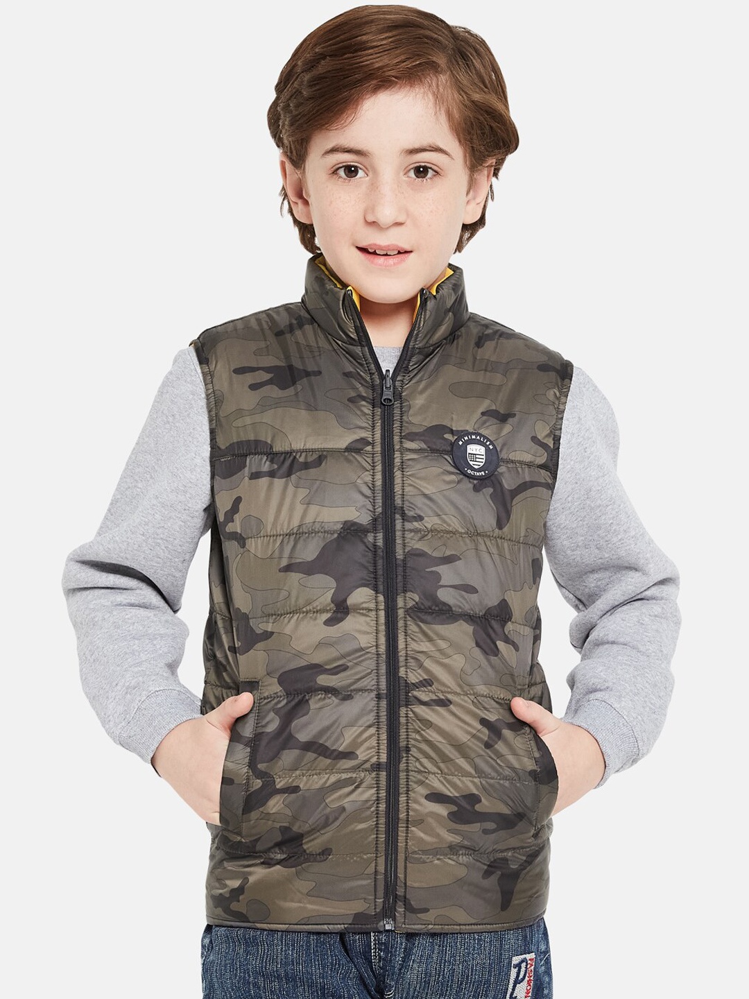

Octave Boys Camouflage Printed Reversible Puffer Jacket, Olive
