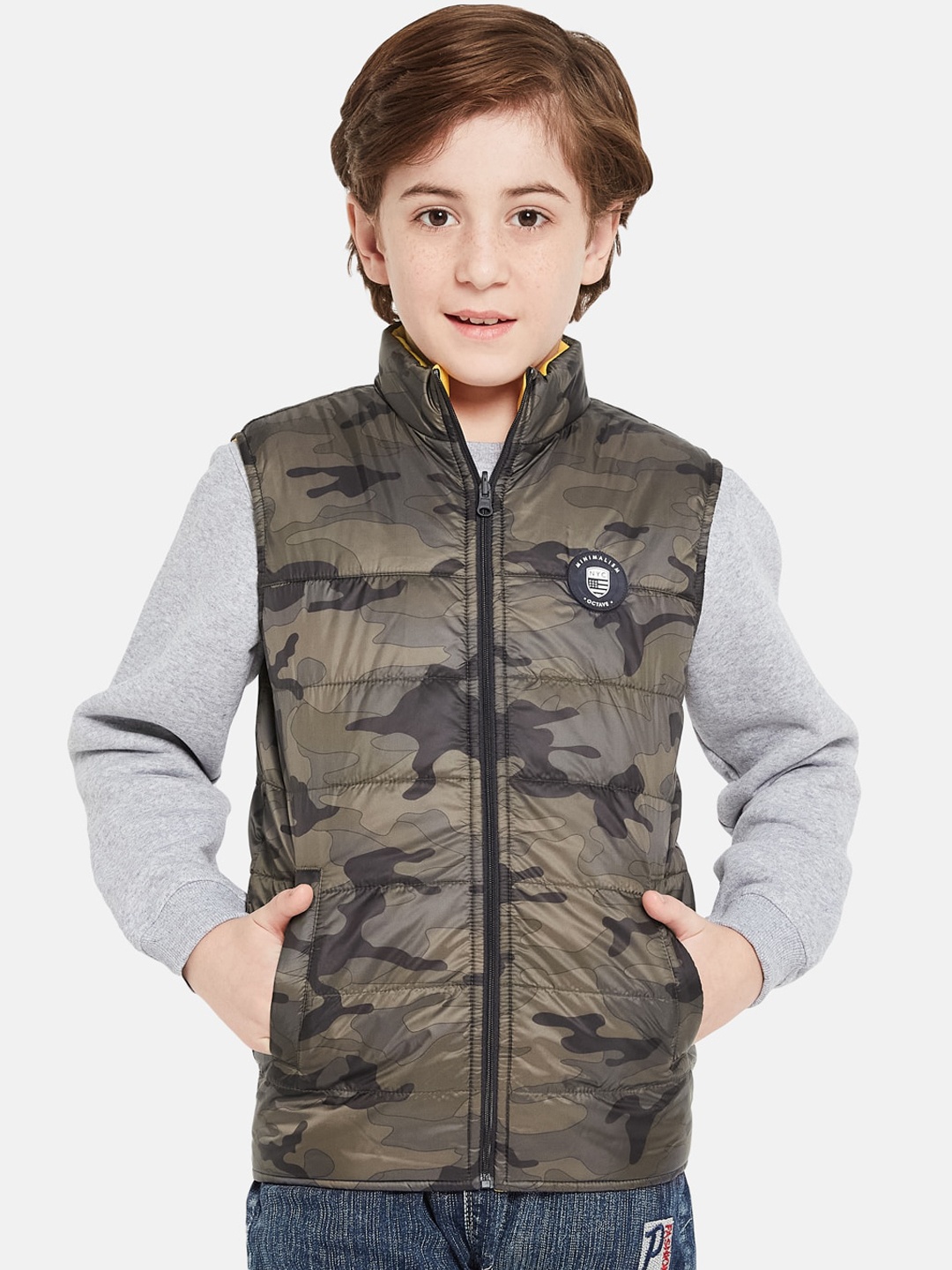 

Octave Boys Camouflage Printed Reversible Puffer Jacket, Olive