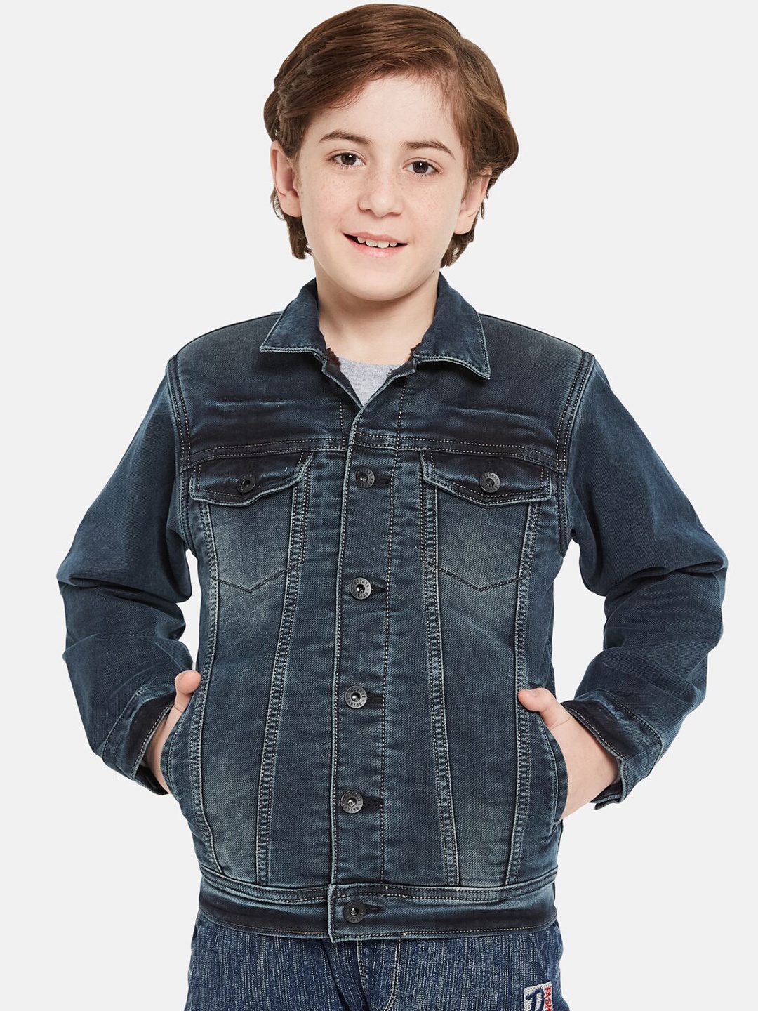 

Octave Boys Washed Cotton Denim Jacket, Blue