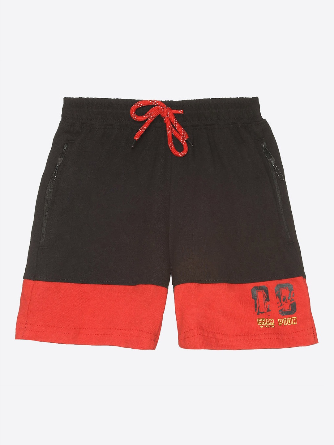 

2Bme Boys Colourblocked Cotton Shorts, Black