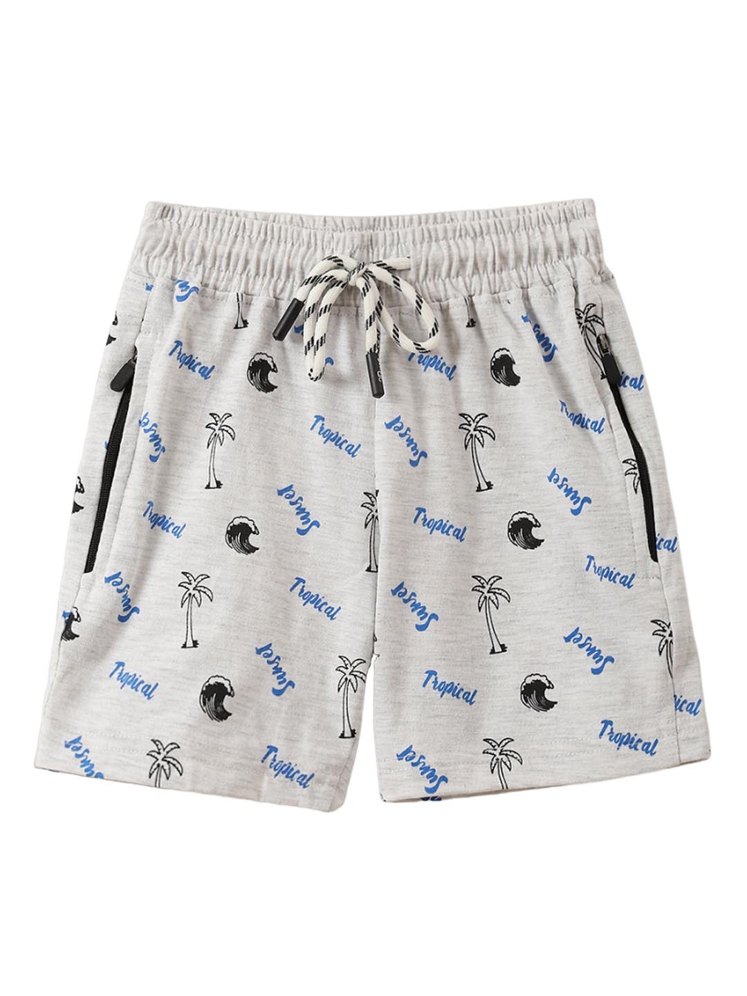 

2Bme Boys Typography Printed Cotton Shorts, Grey