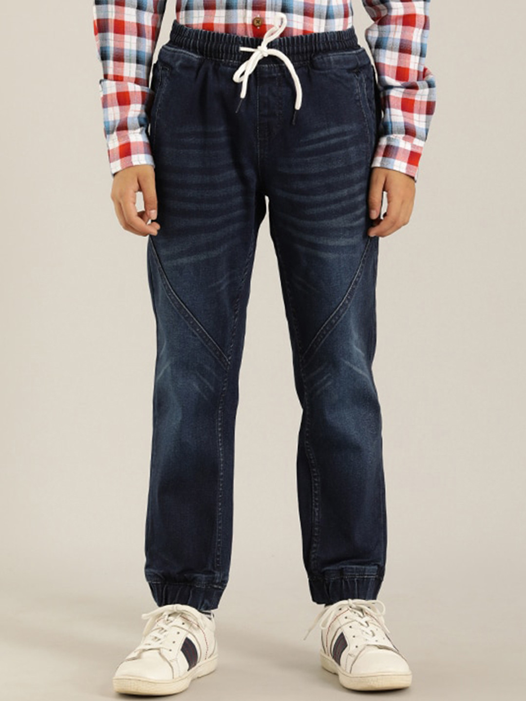 

Indian Terrain Boys Mid Rise Denim Jogger, Blue