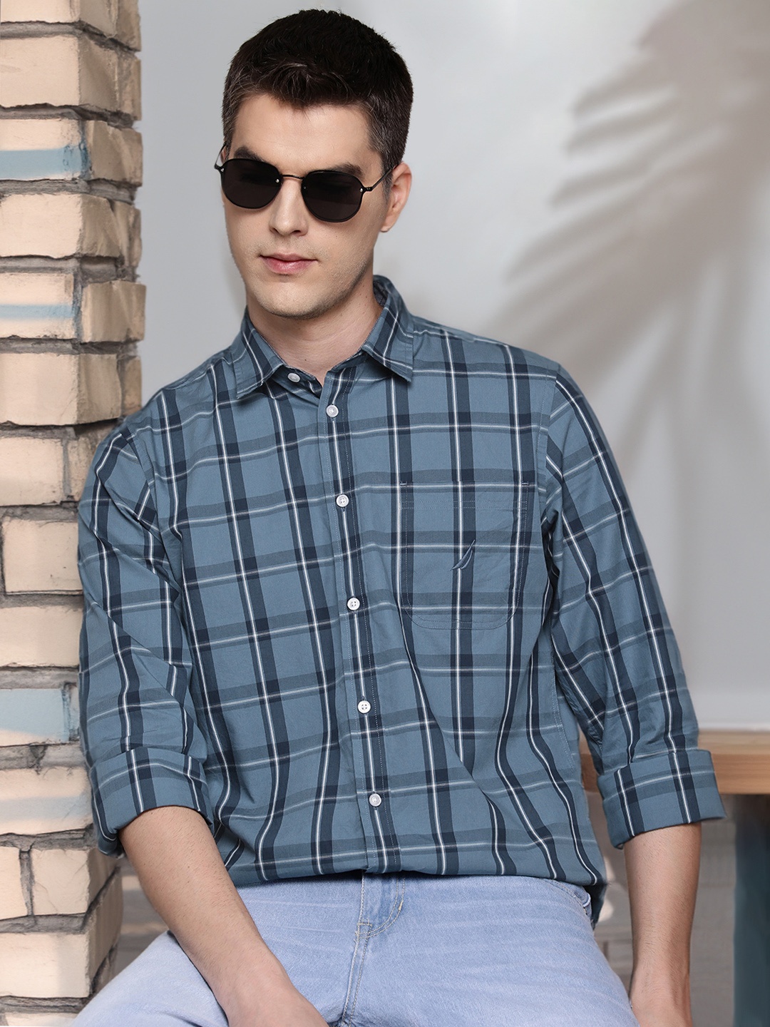 

Nautica Classic Checked Casual Shirt, Blue