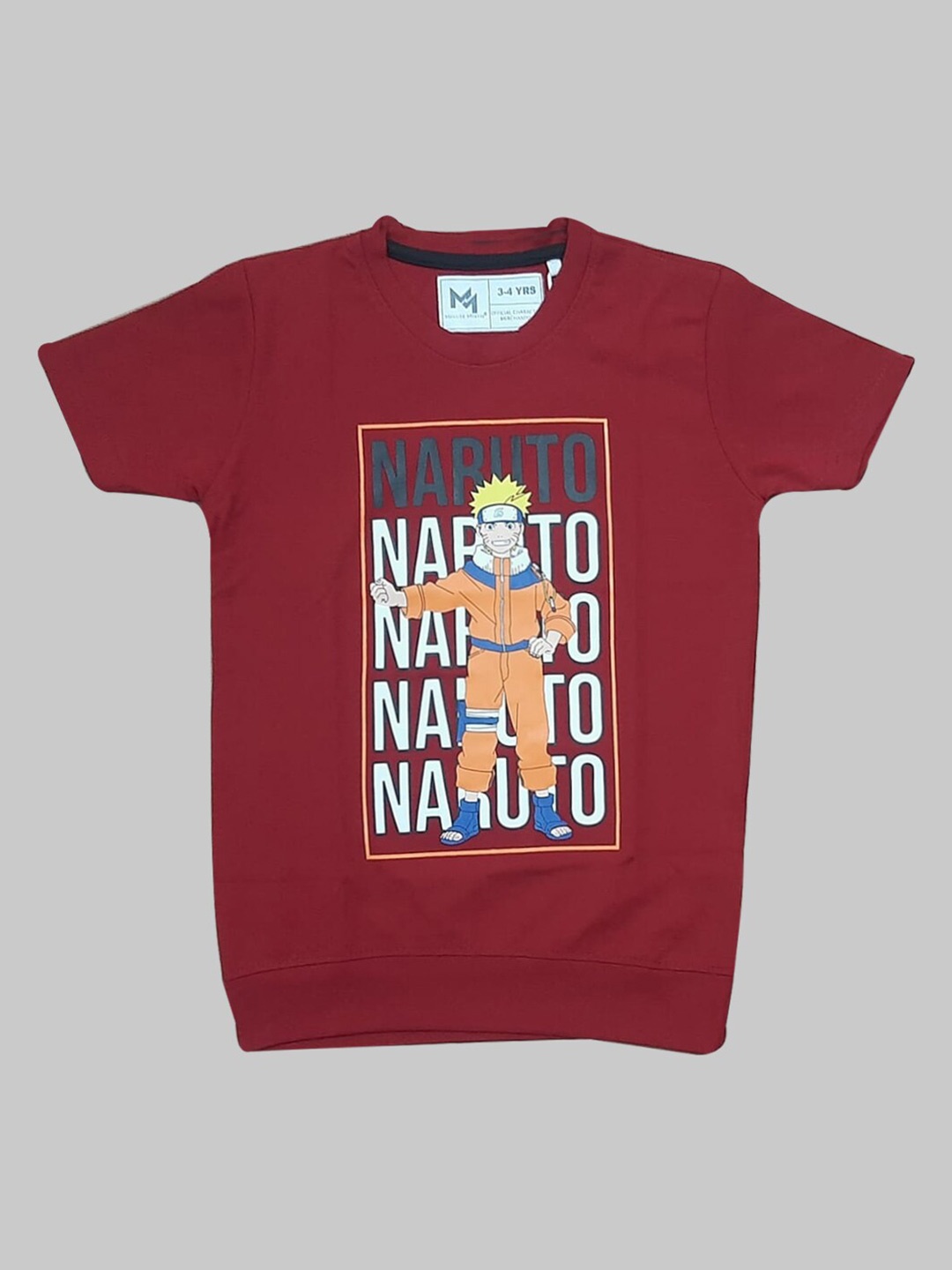 

Minute Mirth Boys Naruto Printed Tencel T-shirt, Maroon