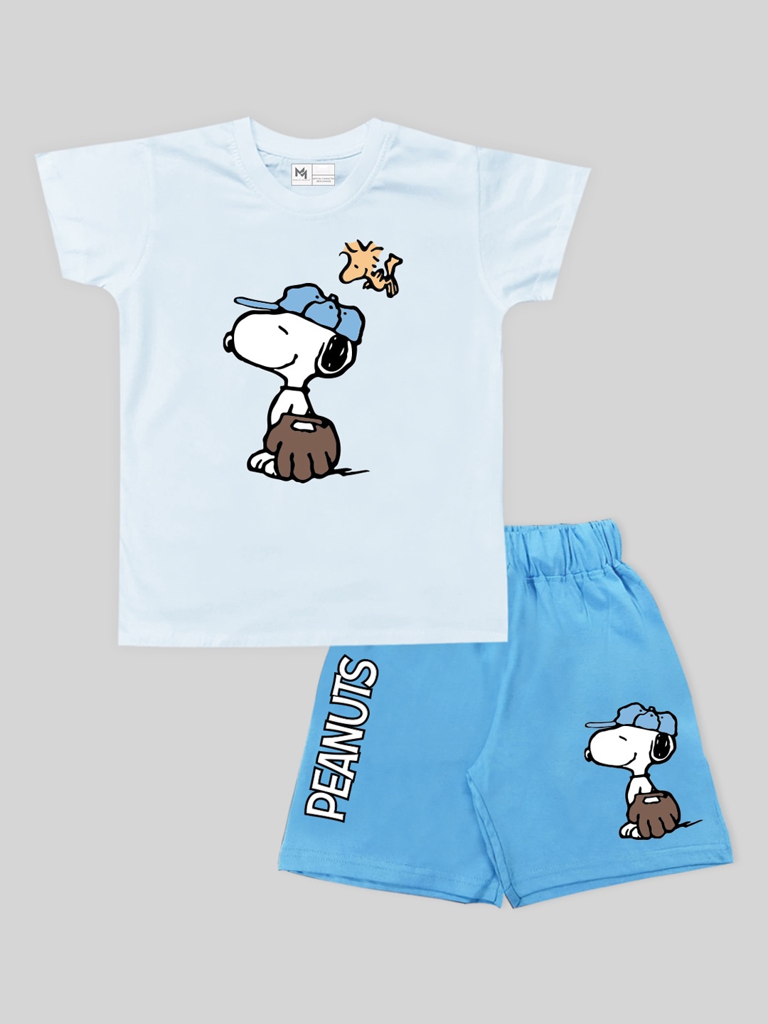 

Minute Mirth Boys Peanuts Printed Pure Cotton T-shirt with Shorts Clothing Set, Blue