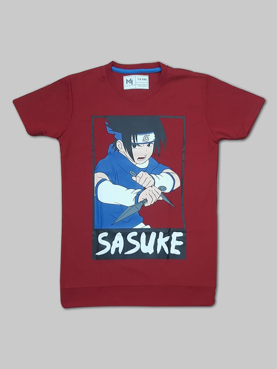 

Minute Mirth Boys Sasuke Printed Tencel T-shirt, Maroon