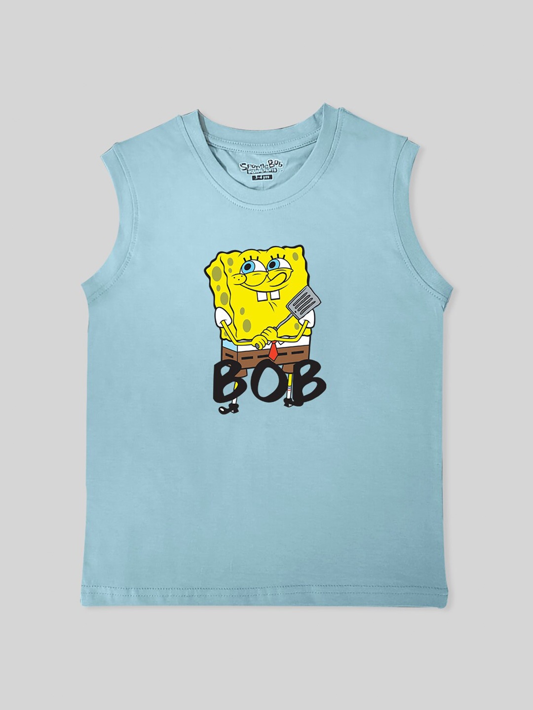 

Minute Mirth Boys Sponge Bob Printed Pure Cotton T-shirt, Blue