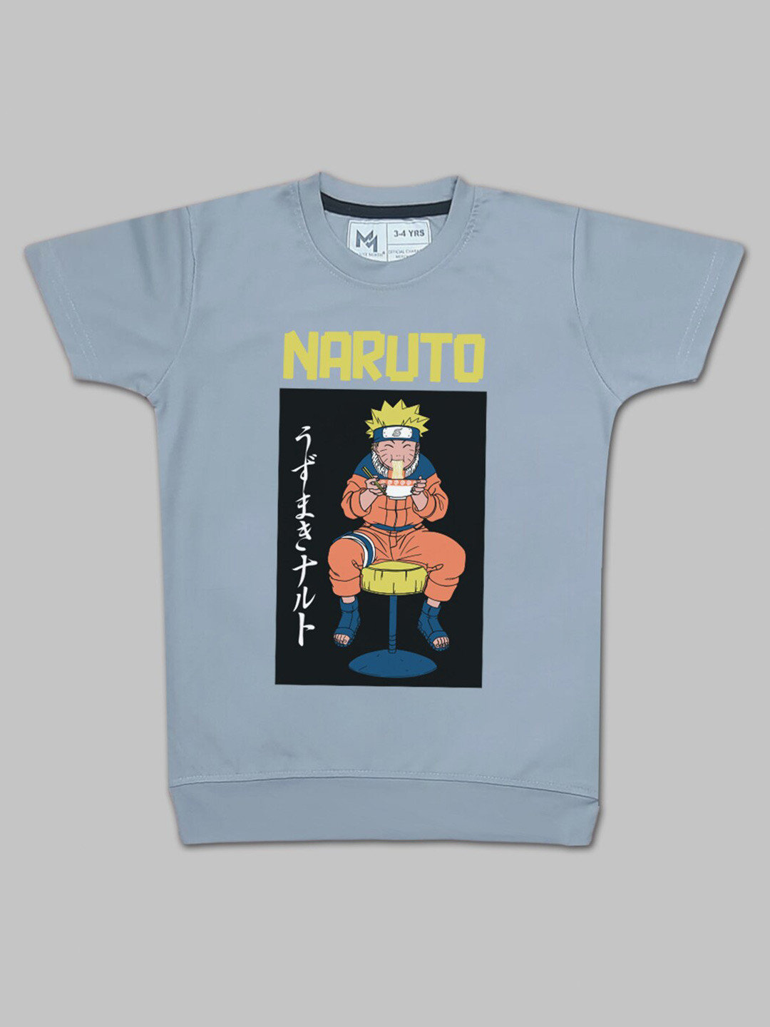 

Minute Mirth Boys Naruto Printed Tencel T-shirt, Grey