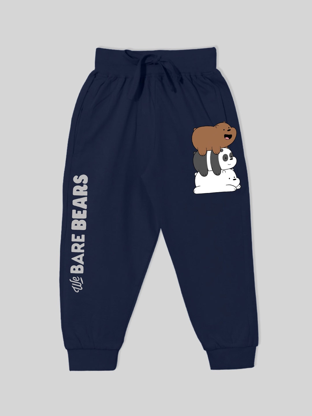 

Minute Mirth Boys Bare Bears Printed Pure Cotton Joggers, Navy blue