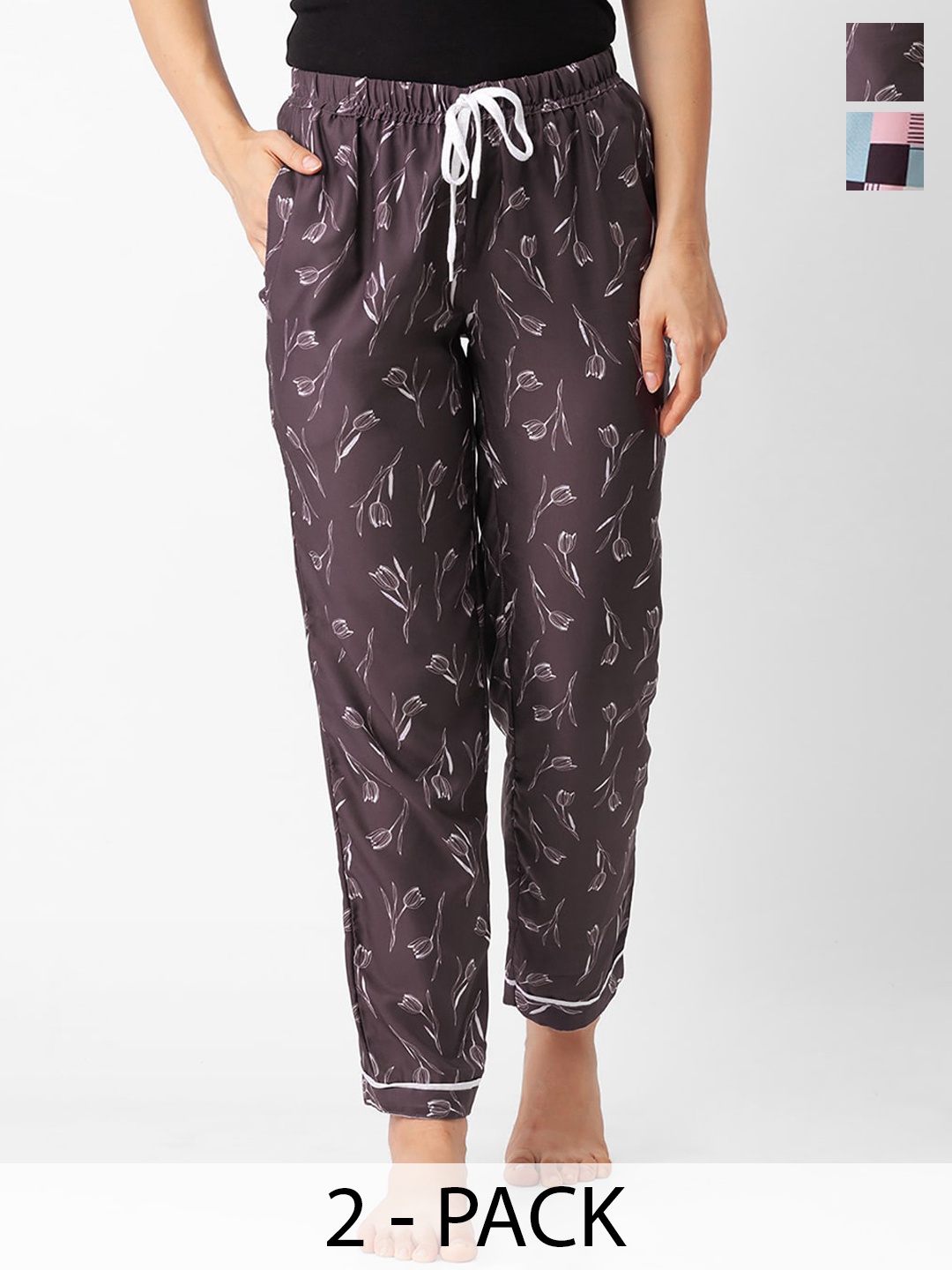 

NOIRA Pack Of 2 Printed Lounge Pants, Brown