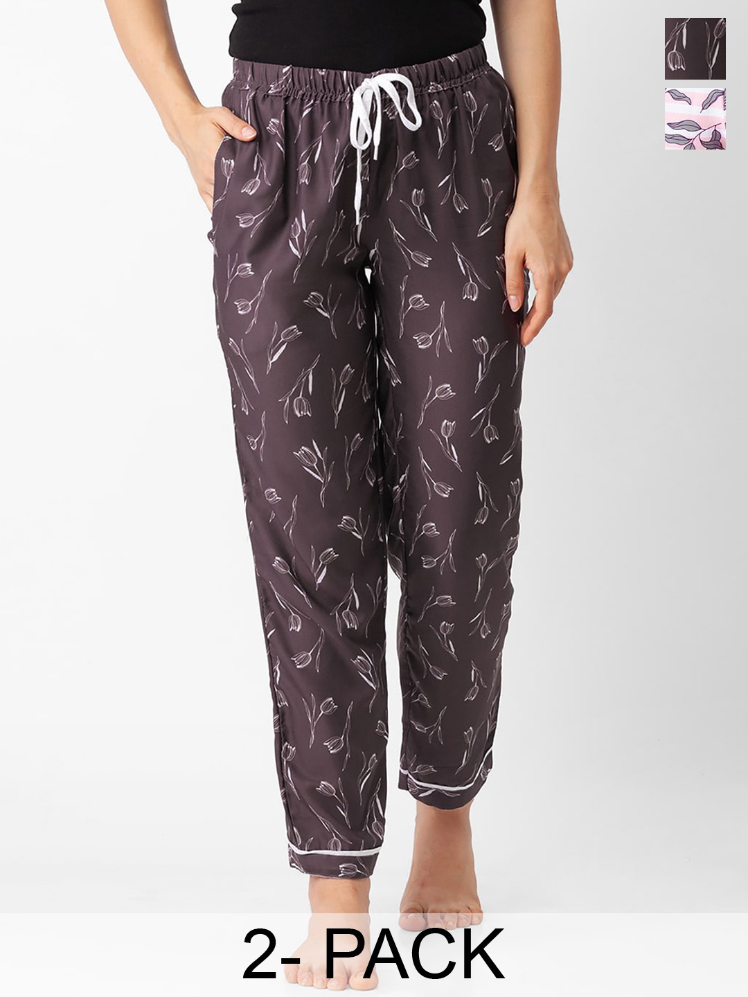 

NOIRA Pack Of 2 Printed Lounge Pants, Brown