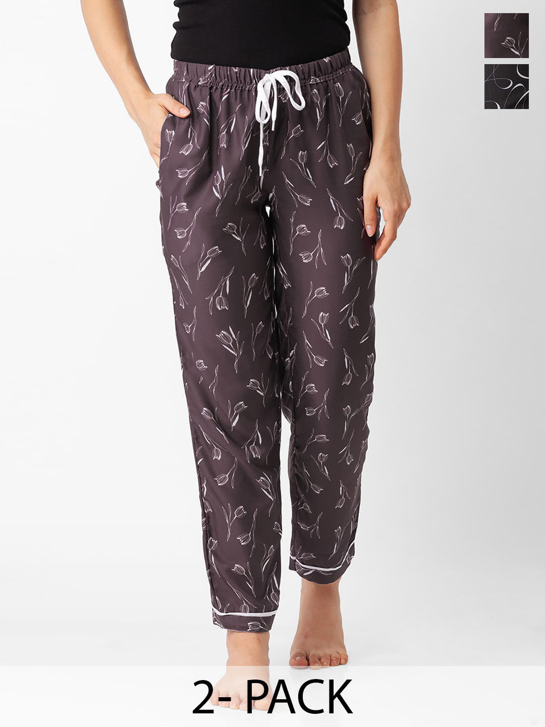 

NOIRA Pack Of 2 Printed Lounge Pants, Brown