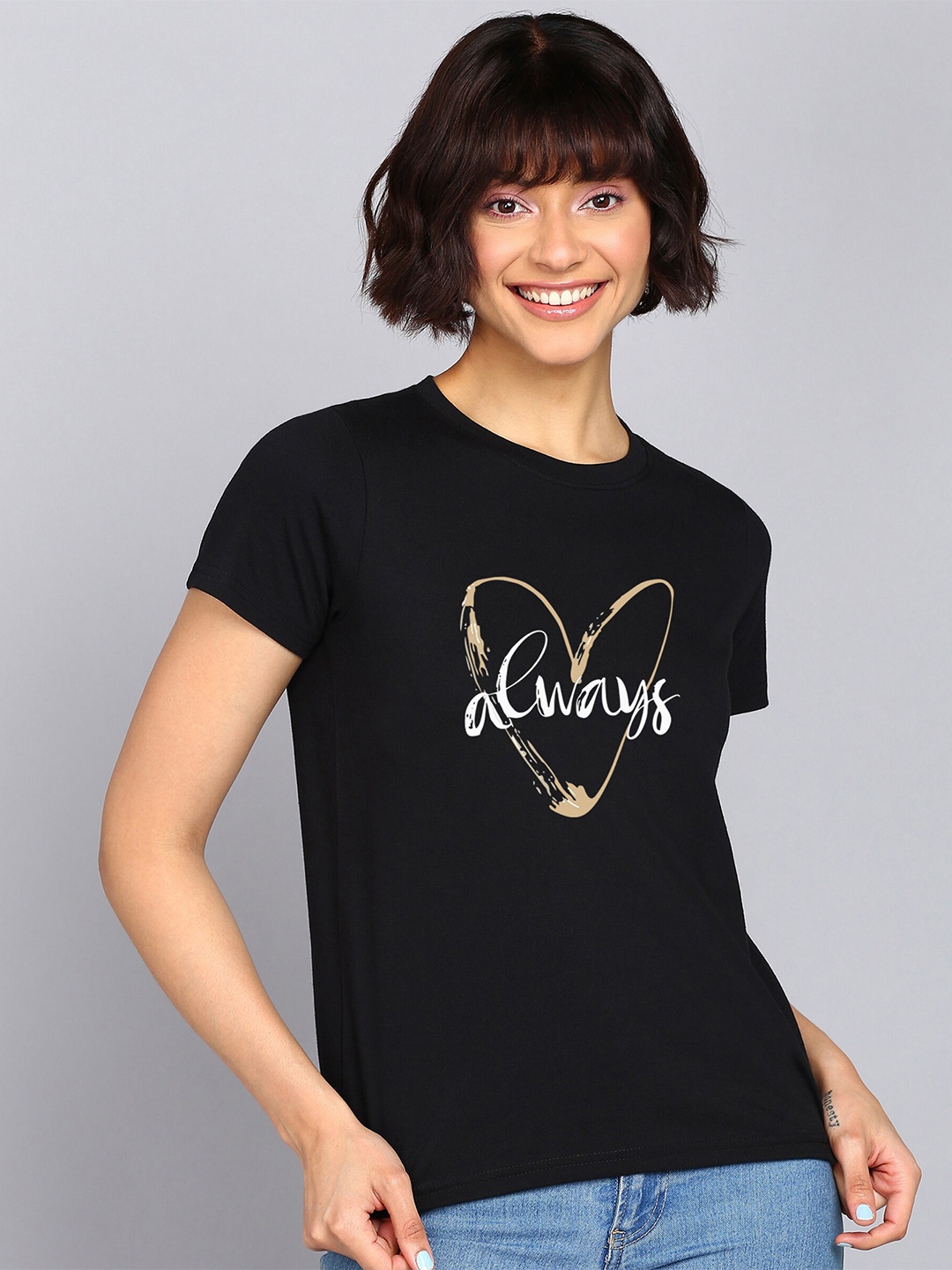 

Adyavastram Brave Typography Printed Cotton T-shirt, Black