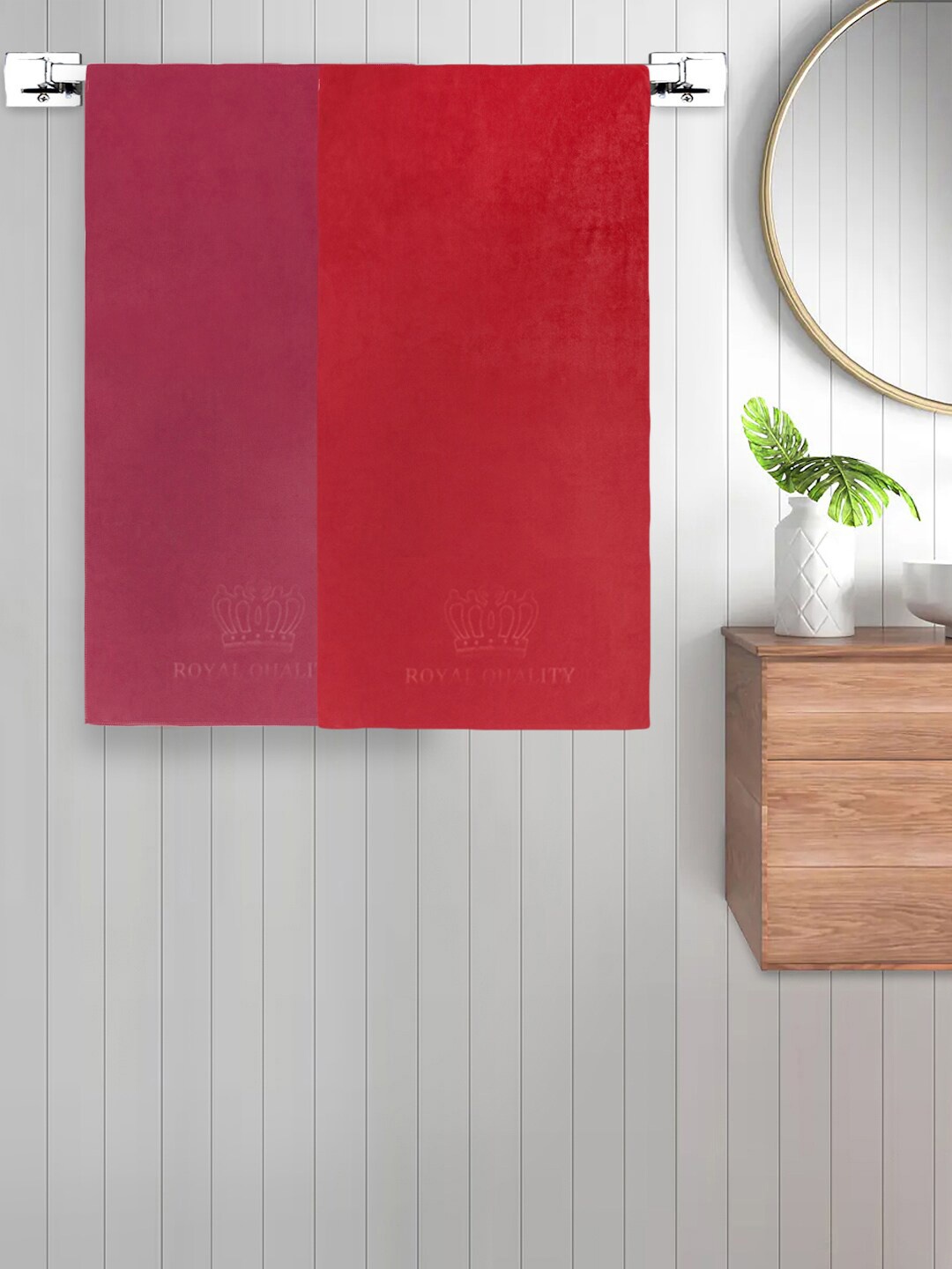 

FABINALIV Red & Maroon 2 Pieces 420 GSM Cotton Bath Towels