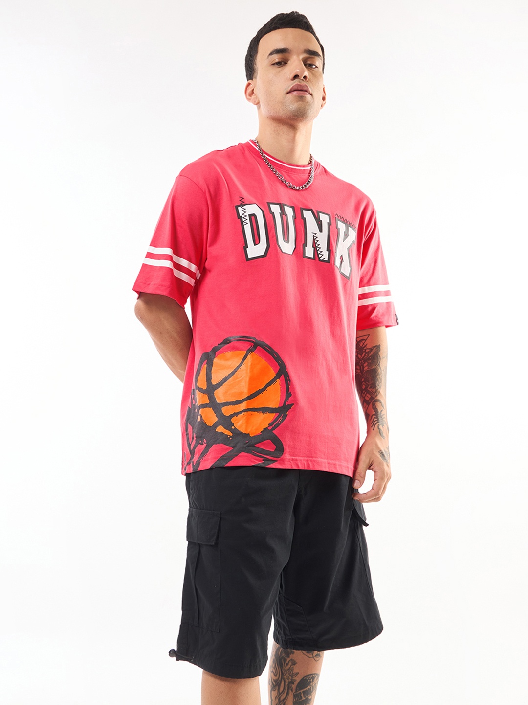 

Bewakoof Coral Dunk Graphic Printed Oversized Pure Cotton T-shirt
