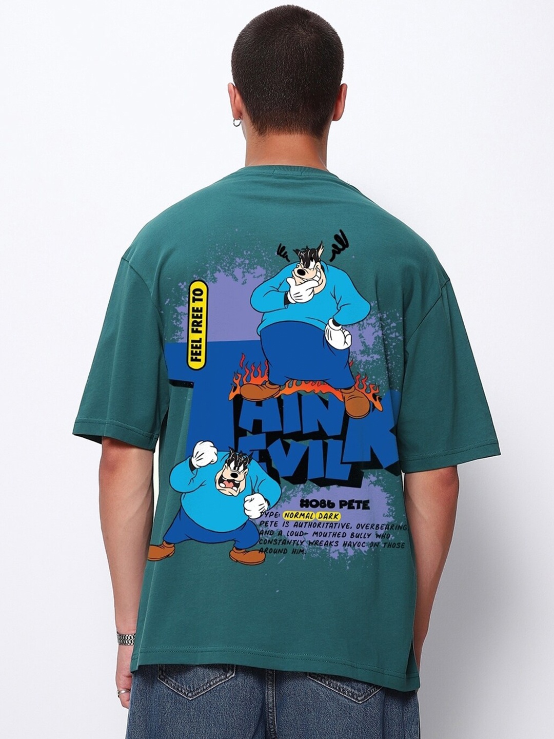 

Bewakoof Green Disney Pete Printed Oversized Pure Cotton T-shirt