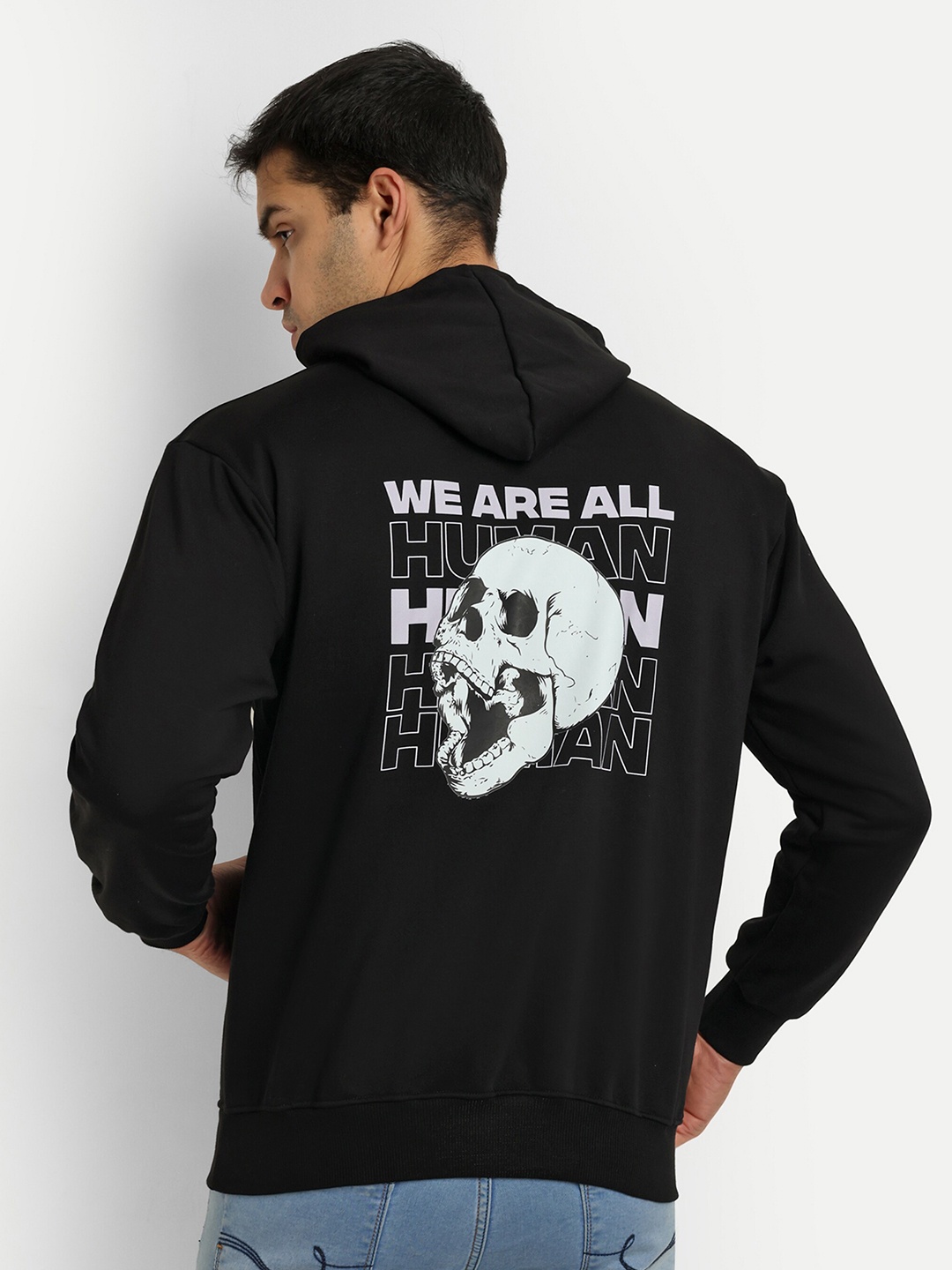 

Bloopers Store Graphic Printed Hooded Pure Cotton Pullover Sweatshirt, Black