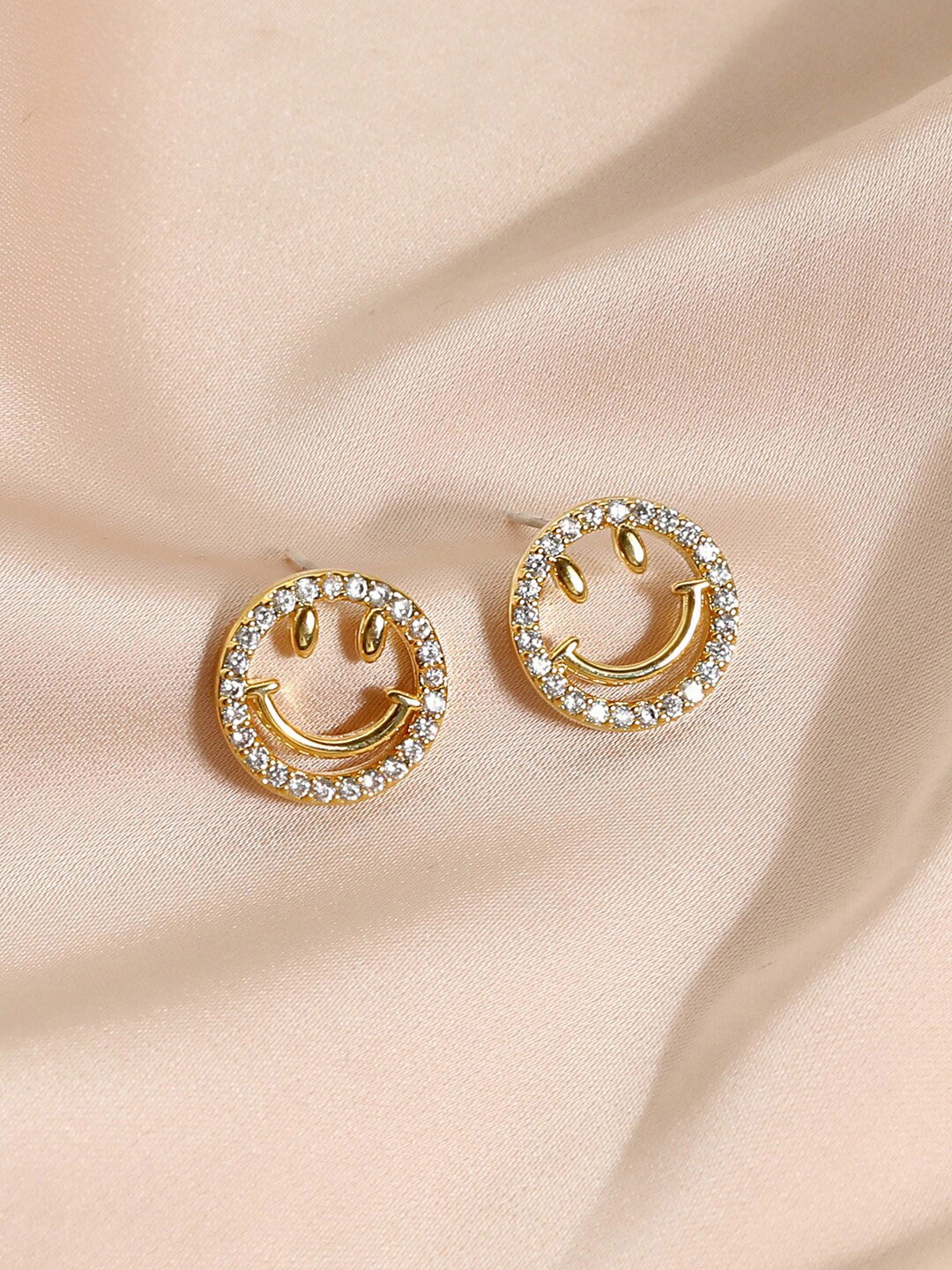 

FIMBUL Gold-Plated Stone-Studded Studs Earrings
