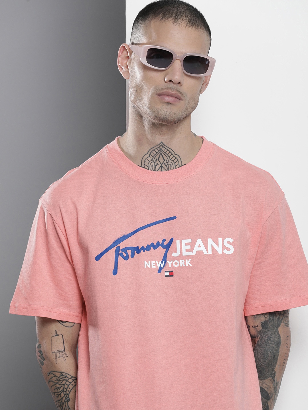 

Tommy Hilfiger Brand Logo Printed Pure Cotton T-shirt, Pink