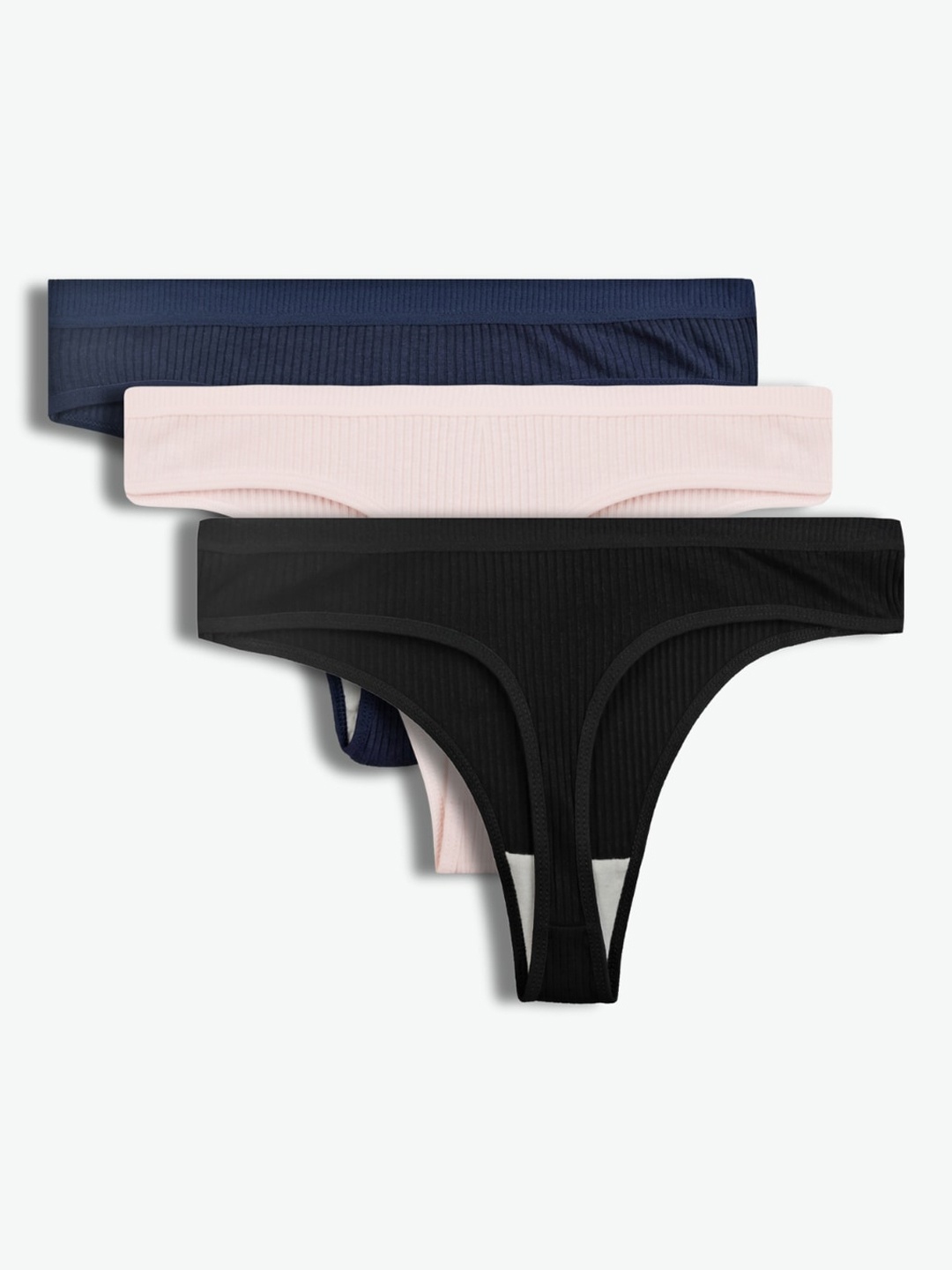TOM & GEE Pack Of 3 Cotton Thong Briefs, Black
