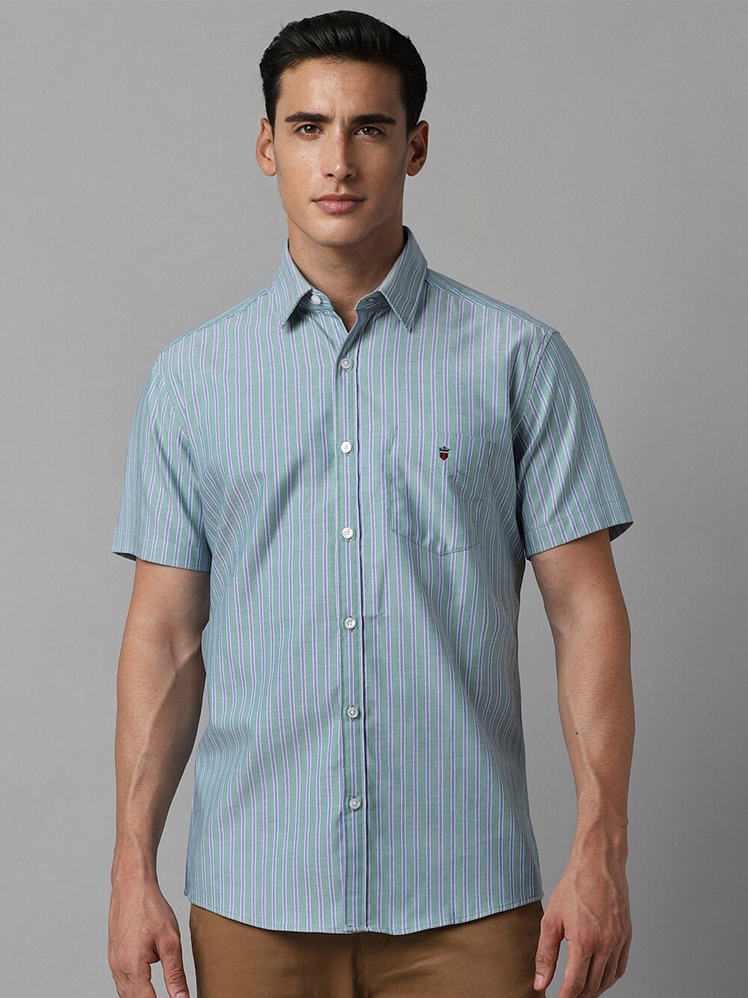 

Louis Philippe Sport Slim Fit Striped Casual Cotton Shirt, Blue